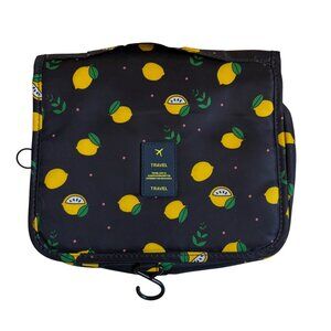 Mossio Hanging Toiletry Bag (Black with Lemon Print)
